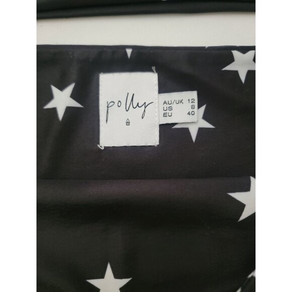 POLLY Black & White Star Print High-Waisted Strapless Bikini Set Size 8 US - Picture 5 of 9